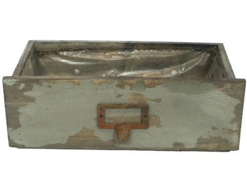 CHALET Schublade Antik Deko grau/grün Fichte aus China, Grösse: 27x12.5x9cm