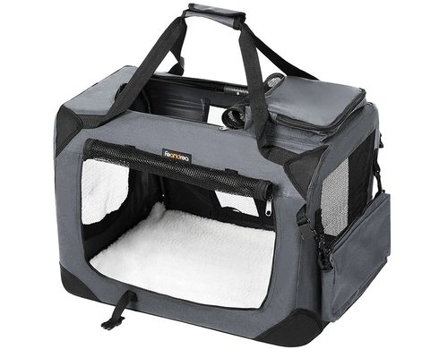 Feandrea Transportbox für Hunde & Katzen M grau, 60.0x42.0x42.0cm