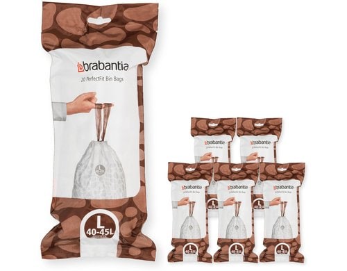 Brabantia Kehrichtsack Perfectfit L 40-45L, 120 Stück, Multipack à 6 Rollen