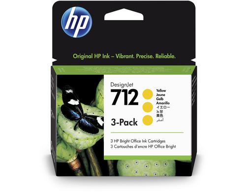 HP Tinte Nr. 712 3-Pack - Yellow (3ED79A) DesignJet T200, T600, 3x29ml