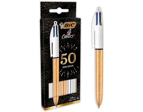 Bic 4 Colours Party Kugelschreiber silber, gold, 3 Stk.