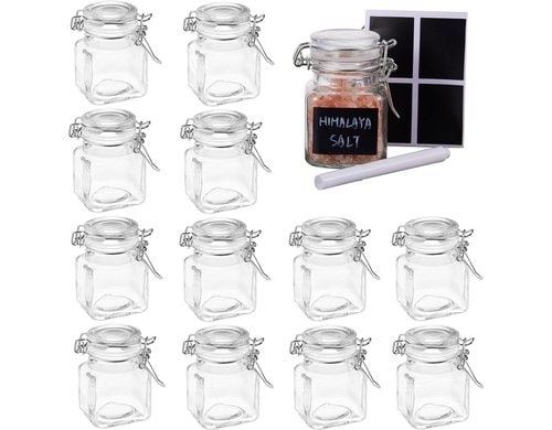 Oak&steel Gewürzstreuer mit deckel,12 Stück luftdicht, mit Beschriftung