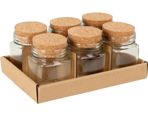 COCON Vorratsglas 6er Set 160 ml glass jar cork 65x65x90