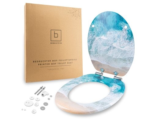Benkstein WC-Sitz MDF türkis bedruckt Toilettensitz, Scharnierbreite 130-185mm