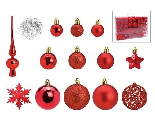 G. Wurm Weihnachtskugeln-Set 111er Ø 3/4/6 cm, rot