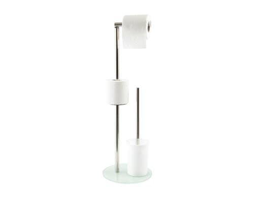 MSV Toilettengarnitur weiss, Edelstahl/Glas