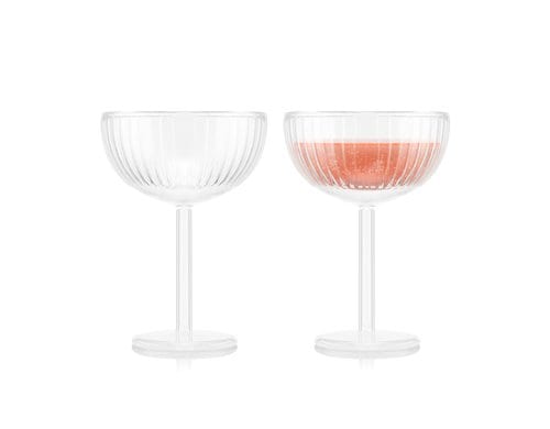 Bodum Douro Doppelwandgläser Champagner 2er Set, Glas, Coupe