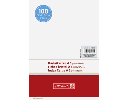 Brunnen Karteikarten A6 unliniert 100 Stück, weiss