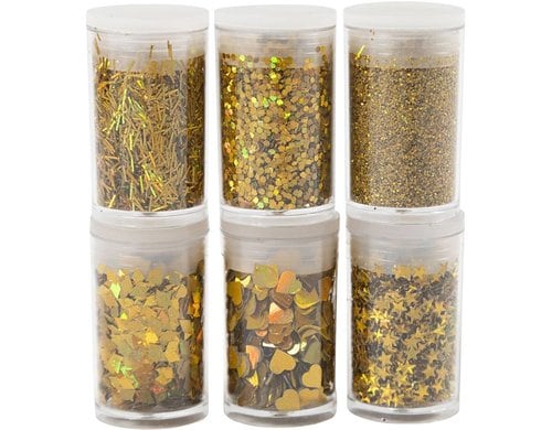 Creativ Company Glitter- und Pailetten-Sor. Bio, gold, 6 x 5 g