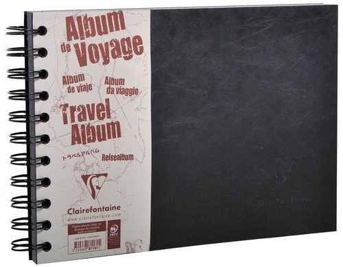 Clairefontaine Travelbook AgeBag schwarz A5, quer, je 40 Blatt liniert/schwarz