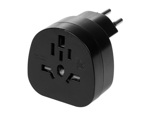 F.power Reiseadapter Welt-CH asym. schwarz 230V, Welt-CH, schwarz