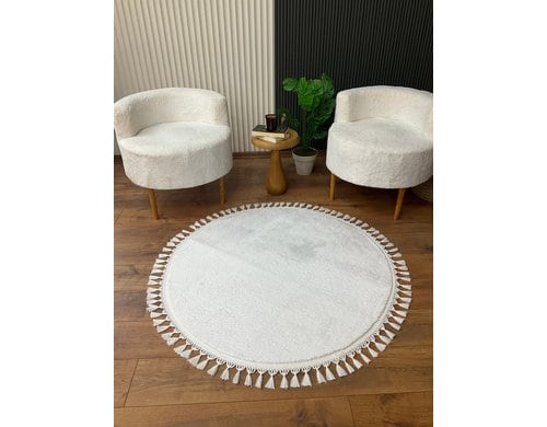 Conceptum Hypnose Teppich Weiss rund Polyester, 60x60 cm