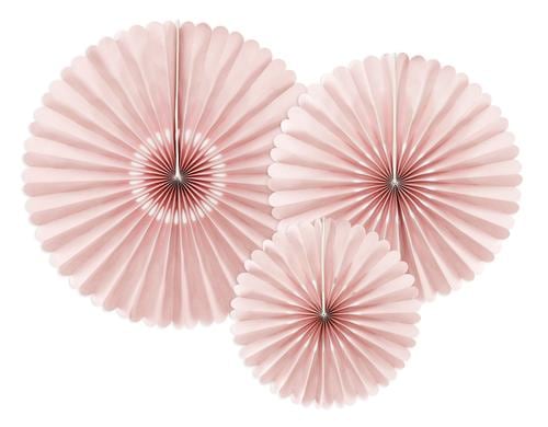 Partydeco Rosetten rosa, 26, 34.5, 43 cm, 3 Stück