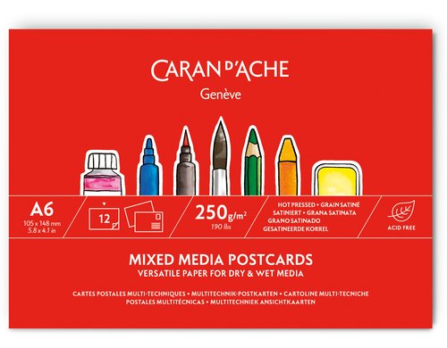 Caran dAche Multitechnik Postkartenblock A6, 250g/m2, 12 Bl, kopfseitig geleimt, FSC