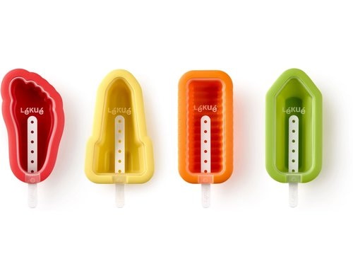 Lékué Glaceformen 4er Set Fun Silikon, Bunt