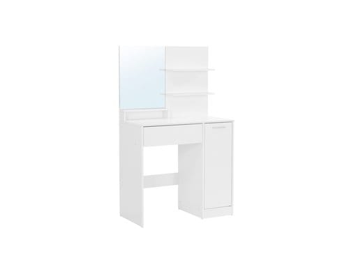 Vasagle Schminktisch Weiss mit Spiegel und 80x40x132 cm (BxTxH), Spanplatte, Spiegel