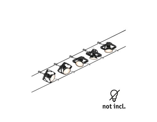 Paulmann CorDuo Seilsystem Mac II Basisset GU5,3 max. 5x10W 230/12V Schwarz matt, Chr