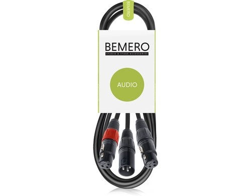 Bemero BAC4142-150BK XLRm - 2x XLRf 1.5m Y-Adapterkabel, schwarz, M-Serie
