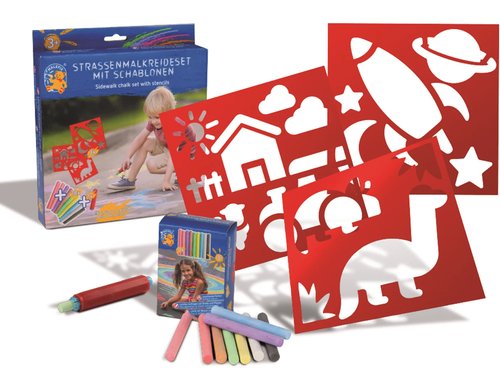 Abenteuerschablone mit 18 Strassenkreiden