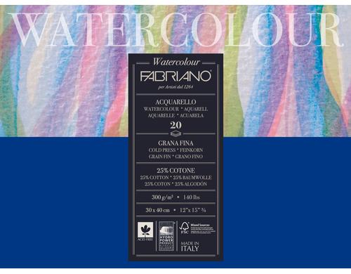 Fabriano Aquarellpapier 300g/m2, 20 Bl, Kalt gepresst, 30 x 40 cm