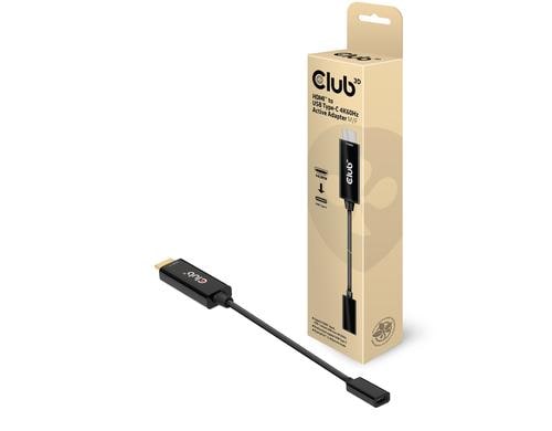 Club 3D, HDMI zu USB Typ-C 4K60Hz Adapter aktiv, Gesamtlänge 22 cm