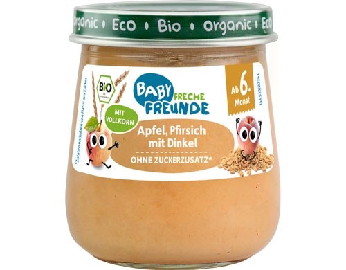 Freche Freunde Gläschen Apfel, Pfirsich & Dinkel / 120g