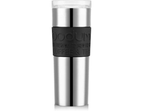 Bodum Travel Mug Doppelwandig Edelstahl, schwarz, 0.45 Liter