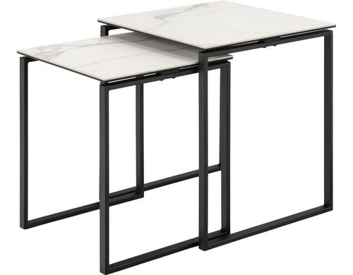 AC Design Couchtisch Katrine 2er Set Stahl/Keramik, Weiss
