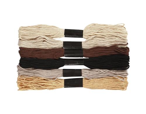 Creativ Company Stickgarn Baumwolle natur 6 Bündel à 8 m, Stärke 1 mm