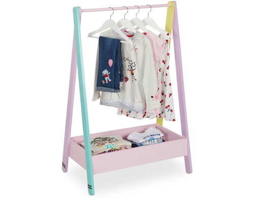 relaxdays Kleiderständer für Kinder MDF, Kiefernholz, China, Rosa