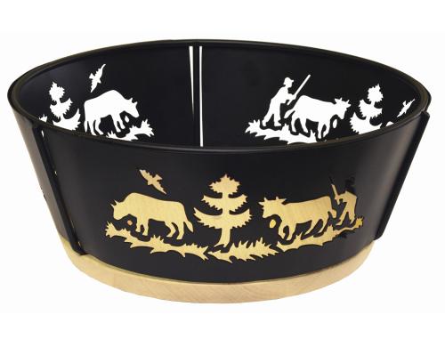Heidi Cheese Line Brotkorb Alpes Ø 25cm, Höhe 10cm, Holz/Metall
