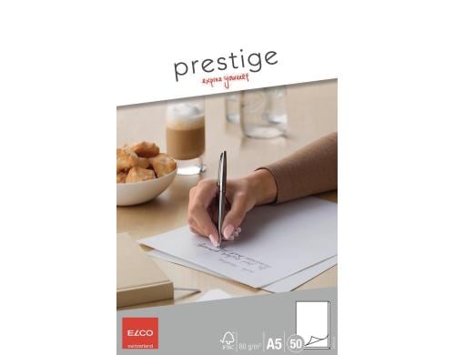 Elco Block Prestige A5 neutral 80g 50 Blatt, FSC, mit Lösch- und Linienblatt