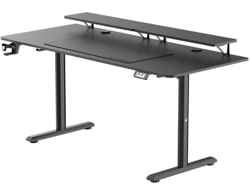 Ultradesk Higlander XXL Gaming Table Schwarz, höhenverstellbar, inkl. 2 Regalen