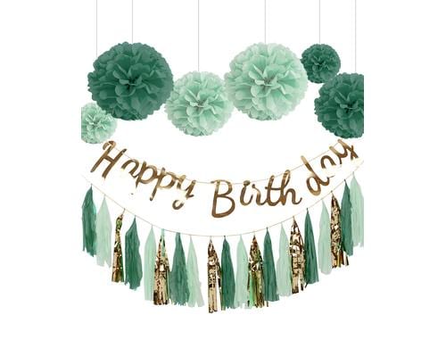 I am Creative Girlande Birthday mint Set mit Girlande, Pompoms + Quastengirlande