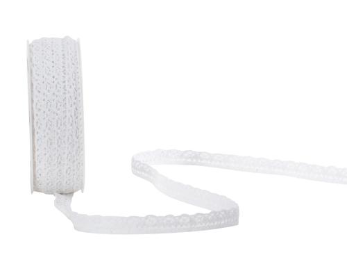Spyk Geschenkband Spitzen Liza weiss, 10 mm x 10 m