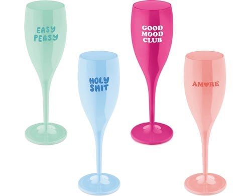 Koziol Sektglas Cheers Color Up 4er Set sortierte Farben, 100 ml