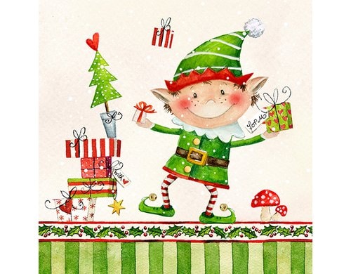 B+C Weihnachtsservietten Alfred Elf Grösse 33x33cm, 20 Stück, 3-lagig