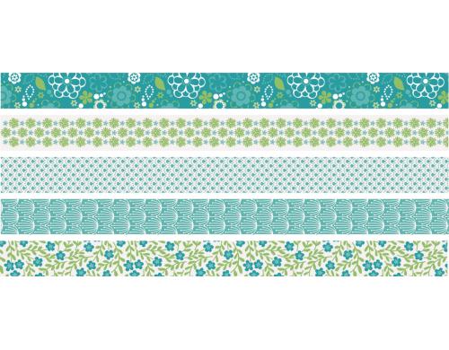 Heyda Washi Tape Blumen mini grün 1 Dispenser mit 5 Rollen