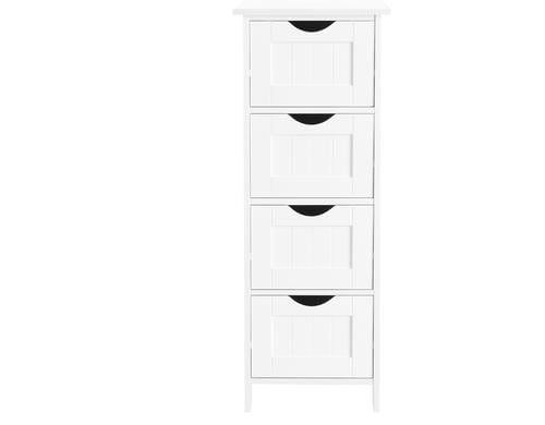 Vasagle Schrank schmal, Landhausstil, Weiss 4 Schubladen, MDF, 30 x 82 x 30 cm (BxHxT)