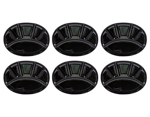 Kadastar Fleischfondue-Teller oval schwarz 6 Stk. Keramik, 30 x 22 cm, schwarz