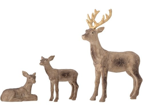 Bloomingville Hirschfamilie Tuan Polyres.,9x5.5x5/10x10x5/18.5x25x08cm(LxHxT