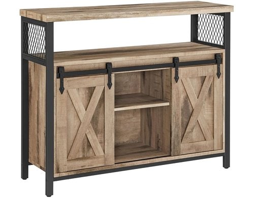 Vasagle Kommode mit Schiebetür, Camelfarben 100x33x80 cm, Spanplatte, Stahl