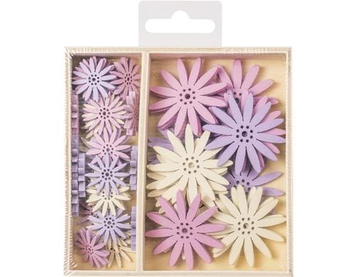 Heyda Streudeko Blumen 54 Stück, Holz, 2.2 cm und 4 cm