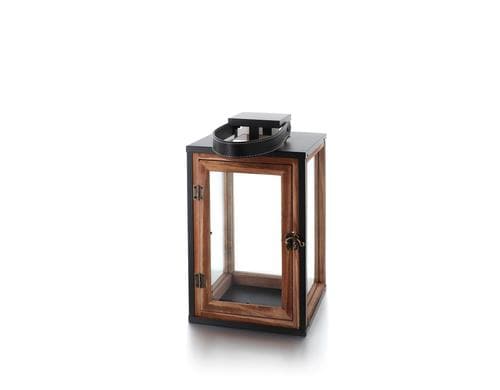 balthasar Laterne Umber, Schwarz-Braun 20x33 cm (BxH), Glas Holz, Metall