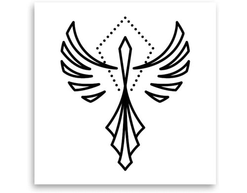 minink Tattoo Abstrakter Phönix Grösse: S (3.5 cm x 4.2 cm)