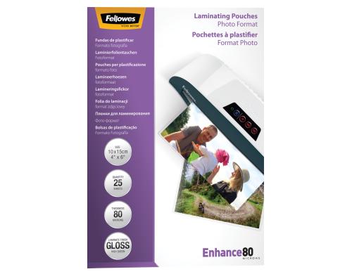 Fellowes Laminierfolien 10 x 15, 80 Mikron 25 Stück, 10x15 cm