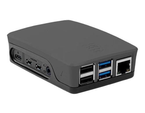 Gehäuse zu Raspberry Pi 4 Model B, (Pi 4B) Farbe: grau/schwarz