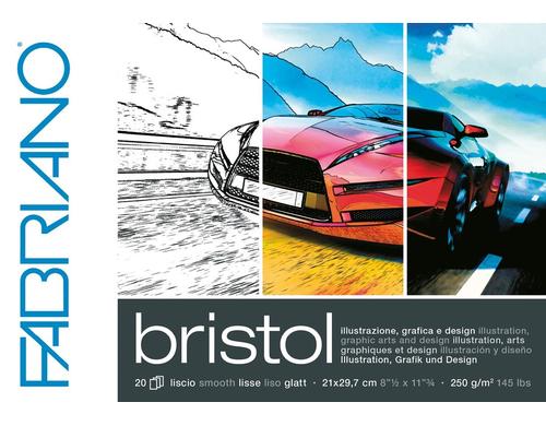 Fabriano Künstlerpapier Bristol A4 250g/m2, 20 Bl, Glatte Oberfläche