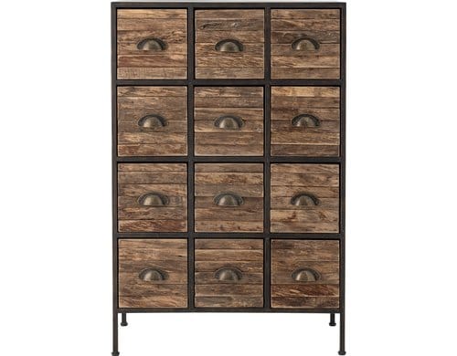 Bloomingville Kommode mit 12 Schubladen 60.5x92x33.5 cm (LxHxB), Holz, Eisen