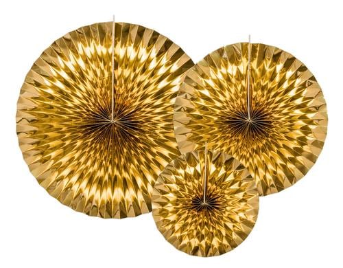 Partydeco Rosetten gold, 23, 32, 40 cm, 3 Stück